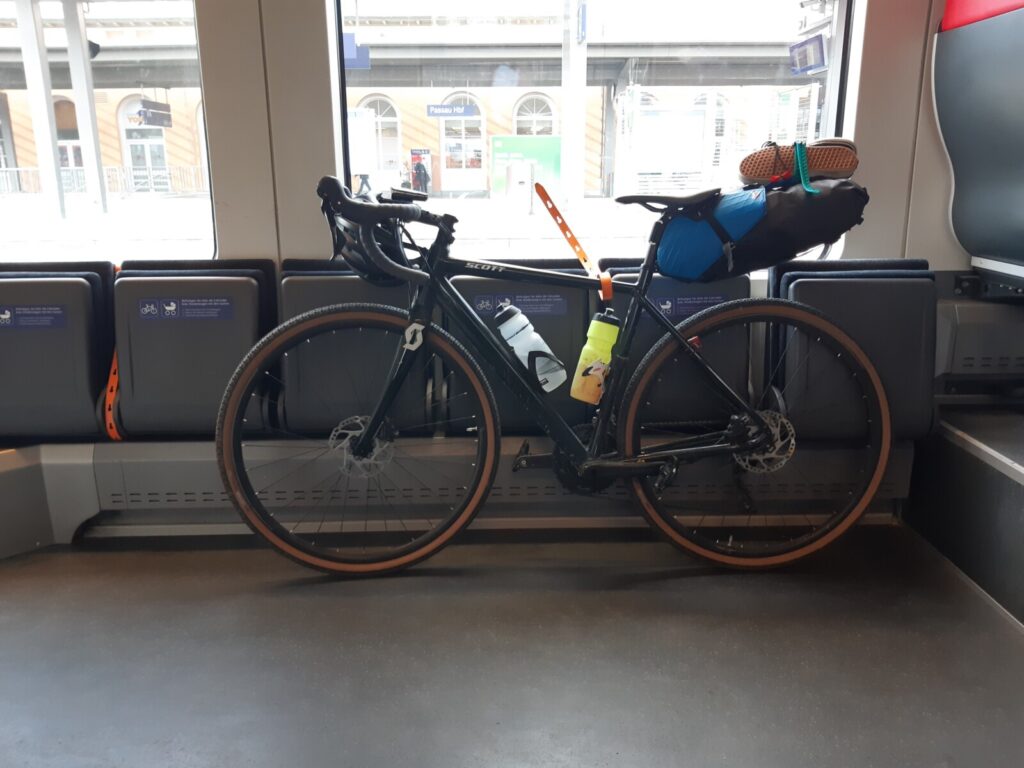 A fully packed bike in a regional train. 