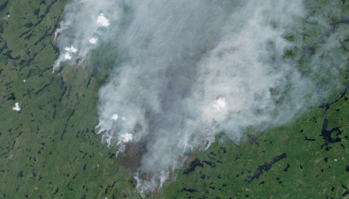 July 2021 Saskatchewan fires captured by Sentinel Hub (Copernicus).