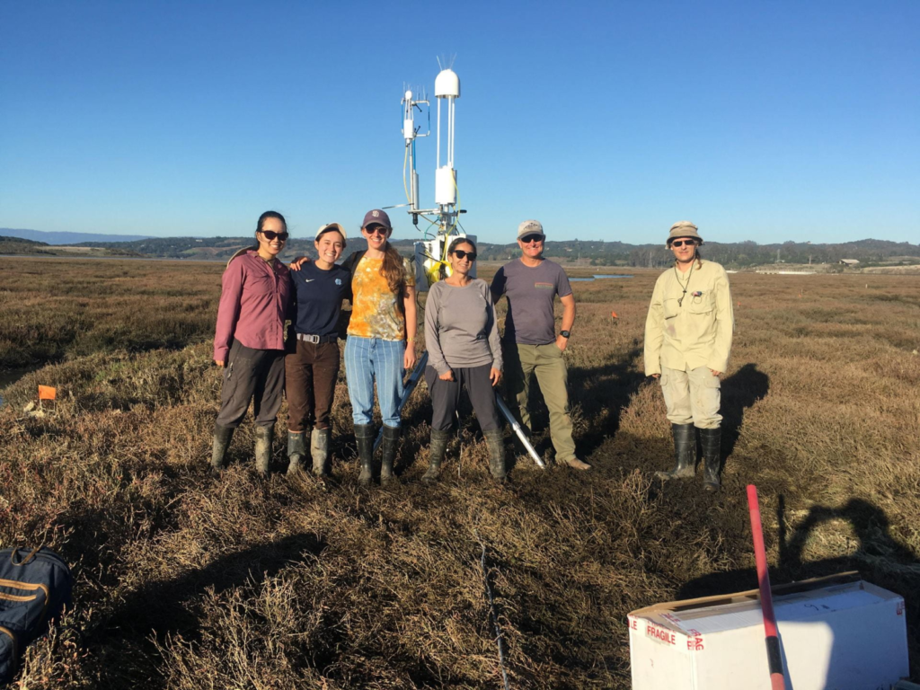 Dr Adina Paytan's research group in a field