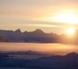 The view of a glacier from a scientific cruise to the Arctic. Alex has never visited the glaciers he models, but he gets to understand and see them in a different way. Image credit: Bryony Freer