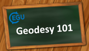 Blackboard with the Geodesy 101 short course title