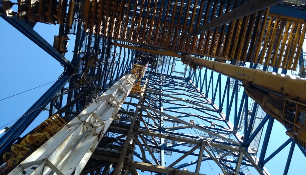 The drilling derrick on DV Chikyu