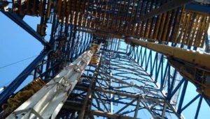 The drilling derrick on DV Chikyu