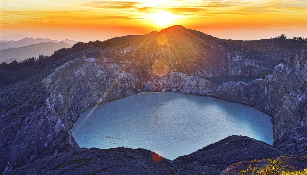 Crater lakes, Kelimutu Volcano, Indonesia.