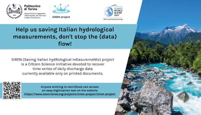 Citizen Scientists wanted for a project on hydrological data in Italy: SIREN (Saving Italian hydRological mEasuremeNts)