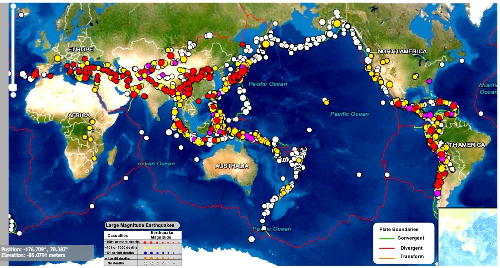 earthquake graph last 100 years