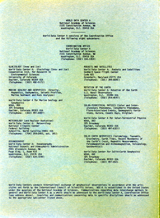 Inside the front cover of the Manual of Seismological Observatory Practice published in 1979.