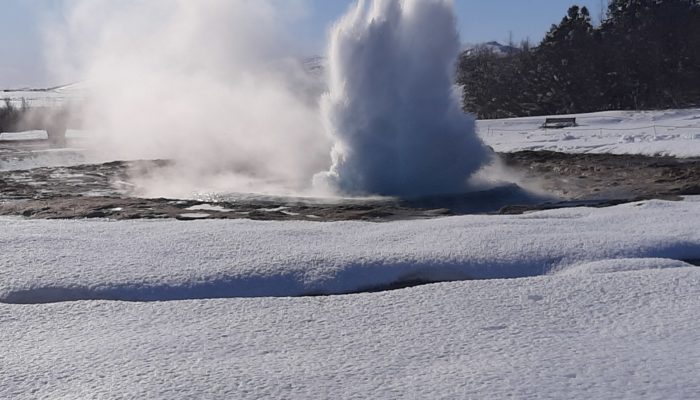 Field work in winter in Iceland: The beautiful nature of Strokkur geyser