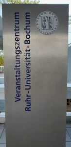 Metal sign saying: Veranstaltungszentrum Ruhr-Universität Bochum