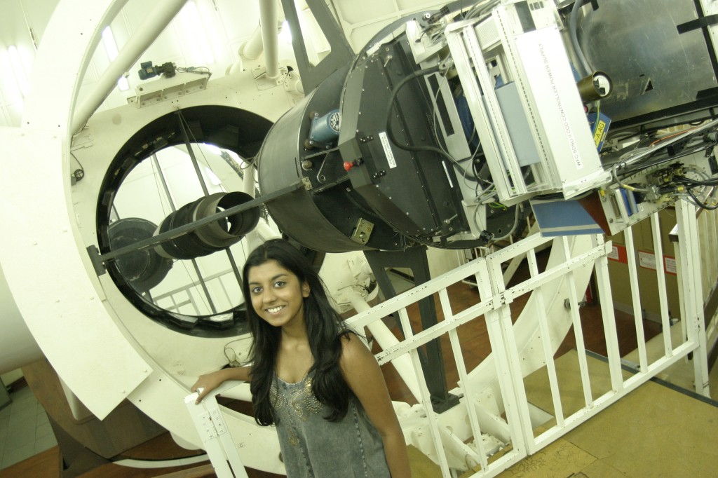 Kirtana at Issac Newton Group of Telescopes on an RCUK visit. (Credit: British Science Association)