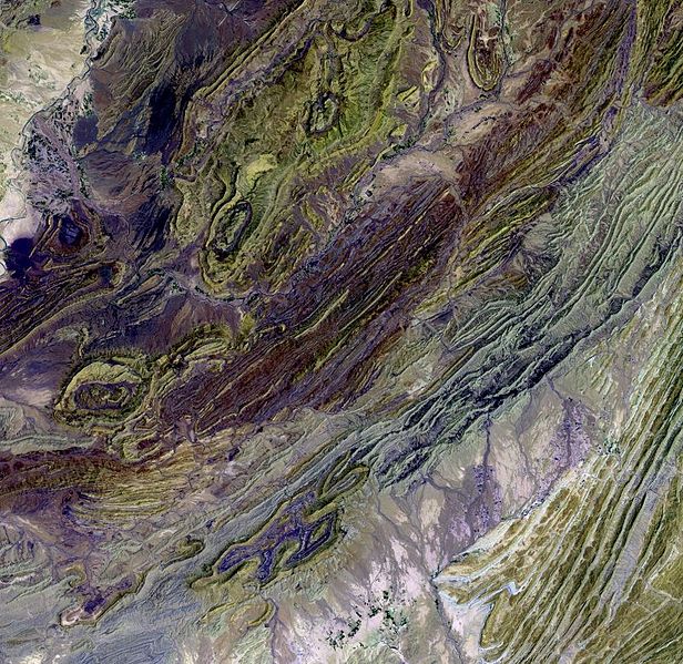 Part of the Sulaiman mountain range as seen from space. (Credit: NASA/USGS EROS Data Center)