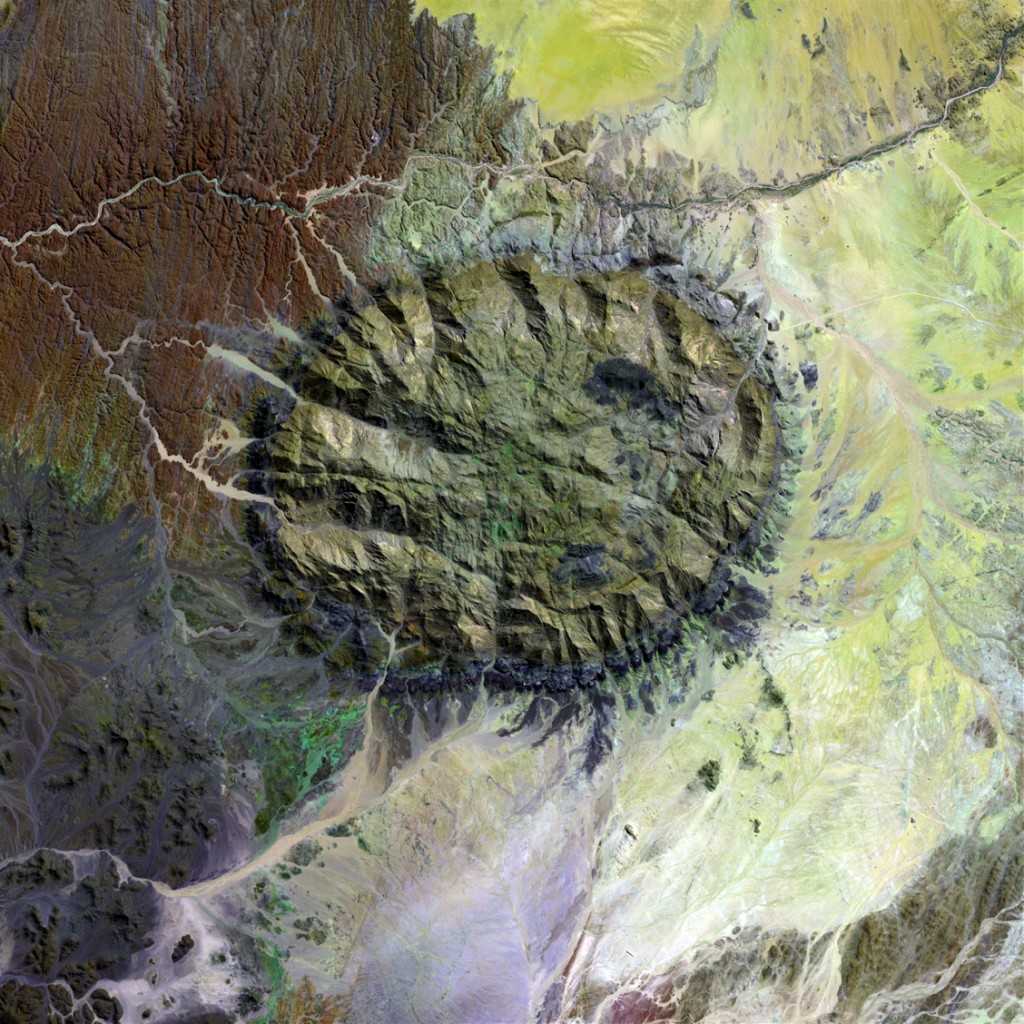A Landsat 7 image of the Brandberg Igneous Complex in Namibia (Credit: NASA).