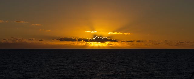 Yesterdays sunset as seen from the top deck, looks just like somebody wanted to reimburse us for the drama of the afternoon… (Credit: Jens Weiser)