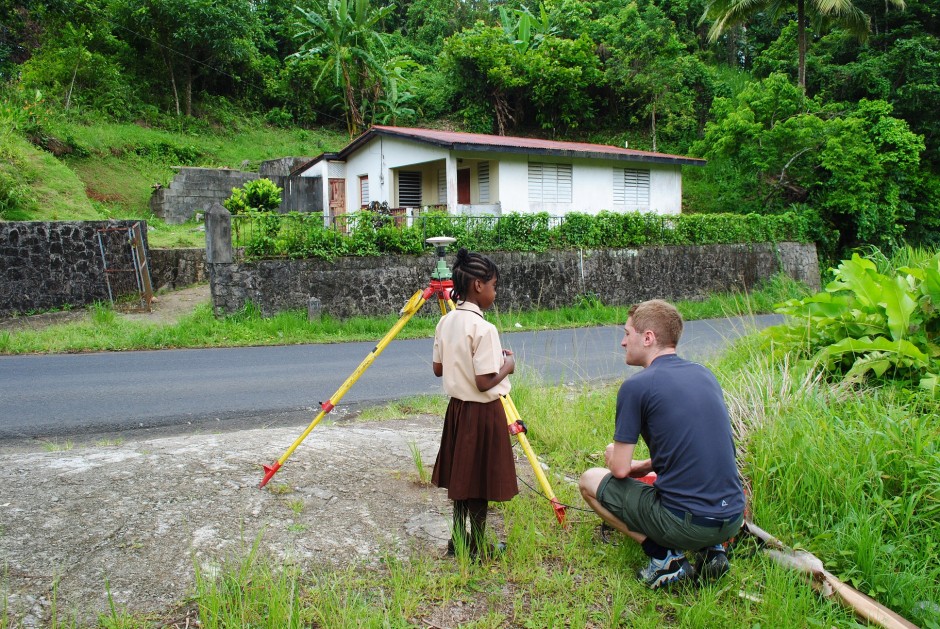 Combining outreach and fieldwork whilst in Dominica. Photo credit: Rob Watts.