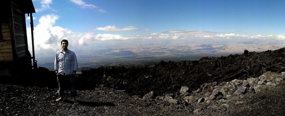 And another shot of Matthew in the field – this time from Mount Etna. (Credit: Matthew Aguis)