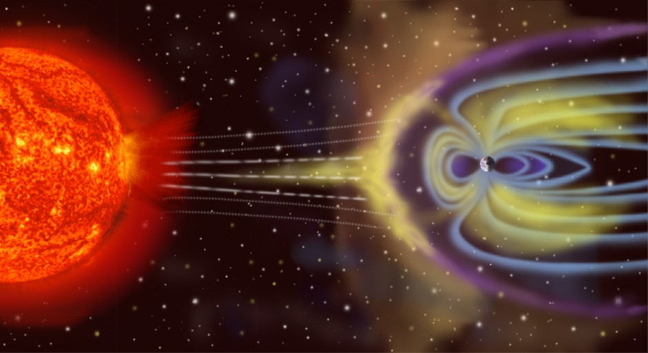 Magnetosphere rendition (Credit: Wikimedia Commons user NASA  http://sec.gsfc.nasa.gov/popscise.jpg)