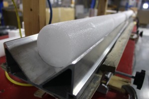 Ice core. Credit: Tour of the drilling facility by Eli Duke, Flickr. 