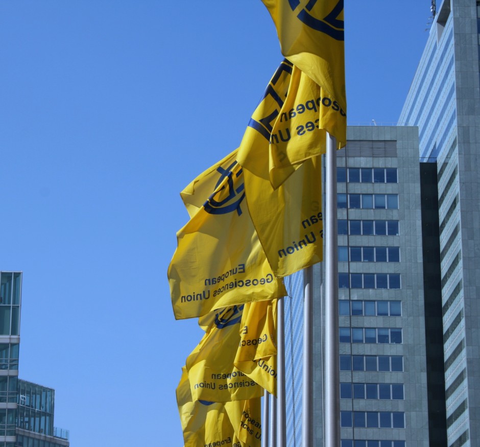 EGU flags outside the conference centre. (Credit: Sue Voice)