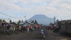 The Nyiragongo volcano looms above Goma.