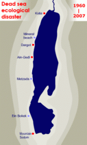 The dwindling water level of the Dead Sea. Source