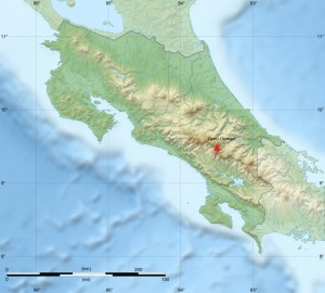 Relief of Costa Rica and location of Cerro Chirripó. Base map courtesy of Sting (WikiCommons CC BY-SA 3.0)