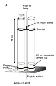 Schematic of the sediment traps installed in Brotherswater. Source: Schillereff, 2014.  