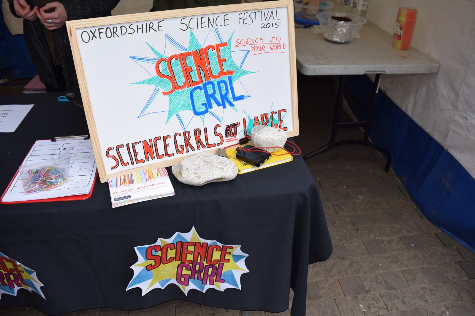 Why not join societies, local geology or science groups, and organisations that promote STEM subjects? Credit: Natasha Dowey at the Oxfordshire Science Festival.
