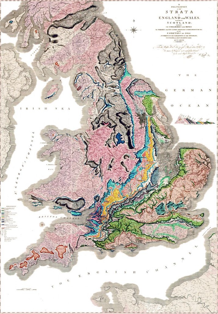 Smith's beautiful map delineating the strata of England and Wales (sorry Scotland) Source