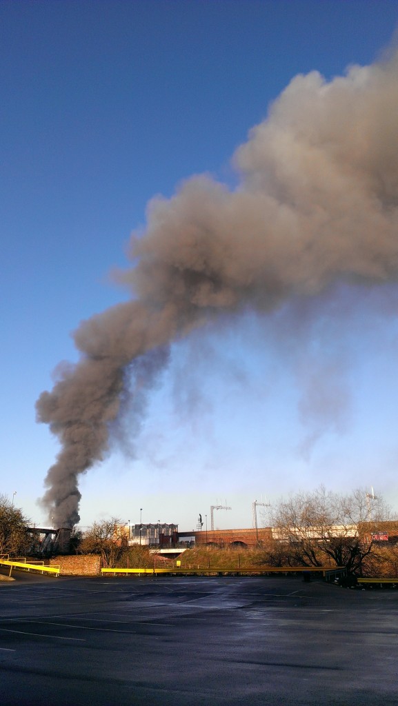 Photo of the Salford fire taken at 8:15am on the 3rd March 2014. Source: Will Morgan