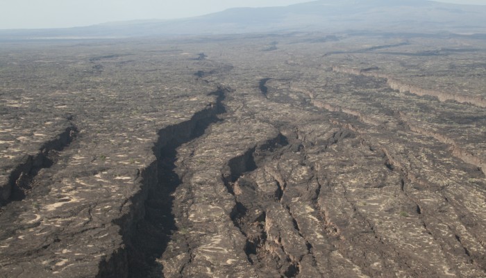 Sea-floor spreading, on land