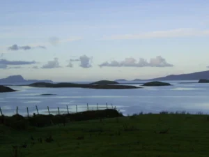 View over the drowned drumlin field in Clew Bay. Photo by K. Campbell, Geograph.org, from WikiCommons