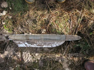 An example of a sediment core extracted from a lake bed. Photo from WikiCommons, courtesy of Gary Rogers. 