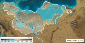 Ice extent in Eurasia during the Last Glacial Maximum. Source - Mangerud et al. (2004), Wikimedia Commons.