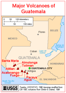 Map of Guatemala volcanoes. Credit - USGS, Wikimedia Commons.