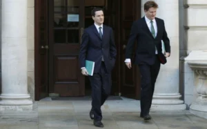 George Osborne and Danny Alexande make their way to the House of Commons for the Autumn Statement Announcement. Source - Getty UK