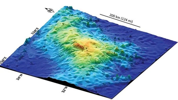 The seismically-imaged Tamu Massif. Image credit: BBC News.