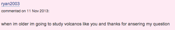 A comment from an interested student.