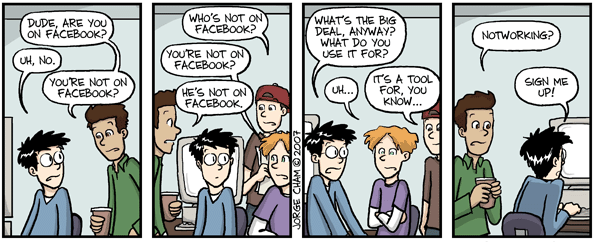 The perils of Facebook in the office... Image credit: phdcomics.com