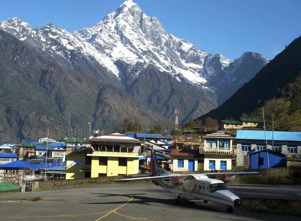 Our plane landed safely at the Lukla airport, one of the 10 airports in the world that “flirt with disaster”. (Credit: Jane Qiu)