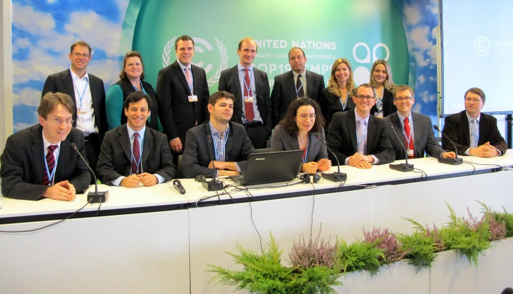 ELEEPers at the COP19 UN climate convention, held inside Warsaw’s national football stadium. (Credit: Edvard Glücksman)