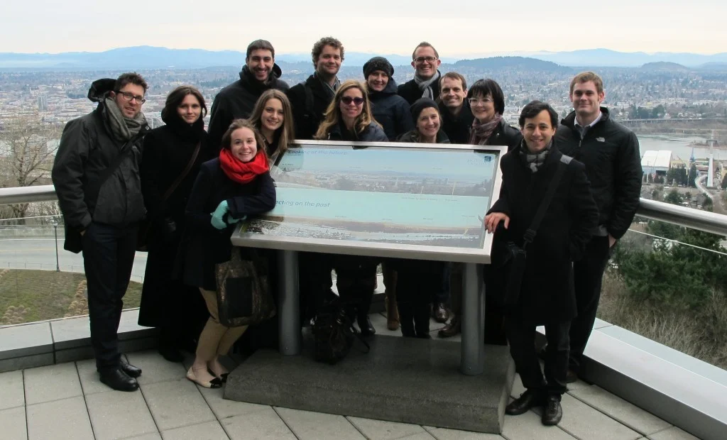 ELEEP members on the Oregon Health & Science University (OHSU) campus looking out over the city of Portland, having just experienced the city’s aerial tramway. (Credit: Edvard Glücksman)