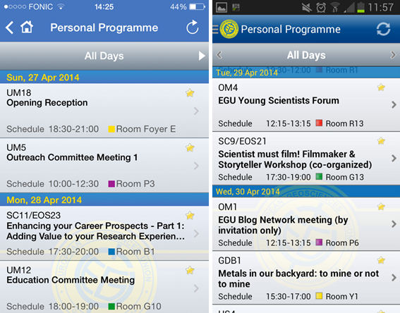 Create your own personal programme using the iPhone (left) and Android (right) app.