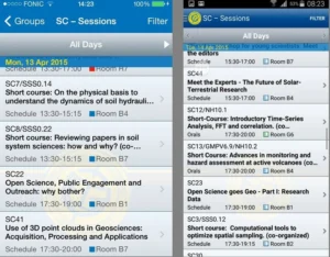 Browsing Short Courses on the iPhone (left) and Android (right) app.