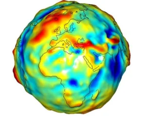 A map of deviations in gravity from a perfectly smooth, idealized Earth.  The gravity model is created with data from NASA's GRACE mission. (Image Credit: NASA/JPL/University of Texas Center for Space Research)