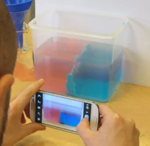 Playing with water and dye (Credit: Mirjam Glessmer). 
