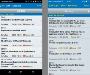 Browsing Short Courses on the Android (left) and iPhone (right) app. Click on the image to enlarge.