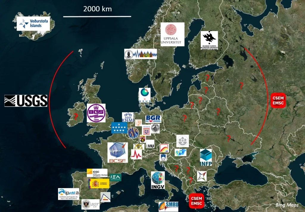 European institutes that provide an online "Did You Feel the Earthquake?" inquiry. (Credit: Koen Van Noten)