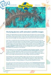 Example of a Planet Press Release: Studying glaciers with animated satellite images, published September 2015. 