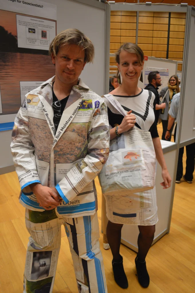 Sandra and Rolf model their REpost fashion at EGU 2017. Credit: Kai Boggild/EGU