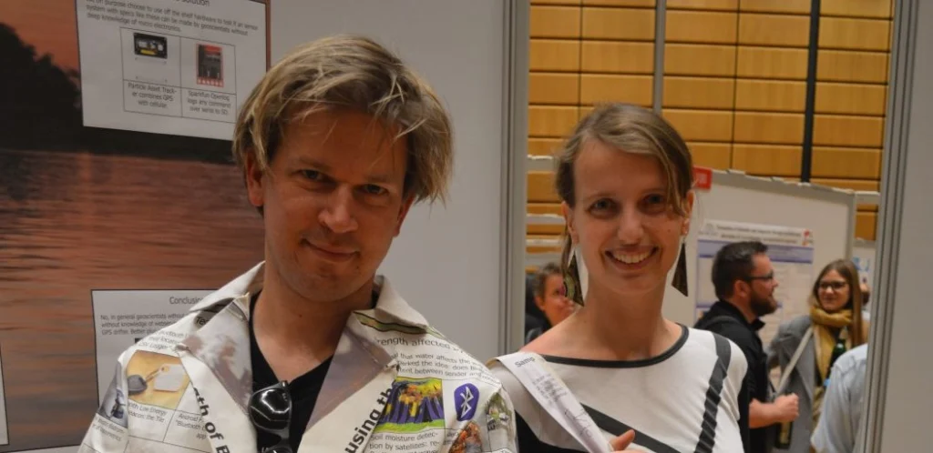 Sandra and Rolf model their REpost fashion at EGU 2017.